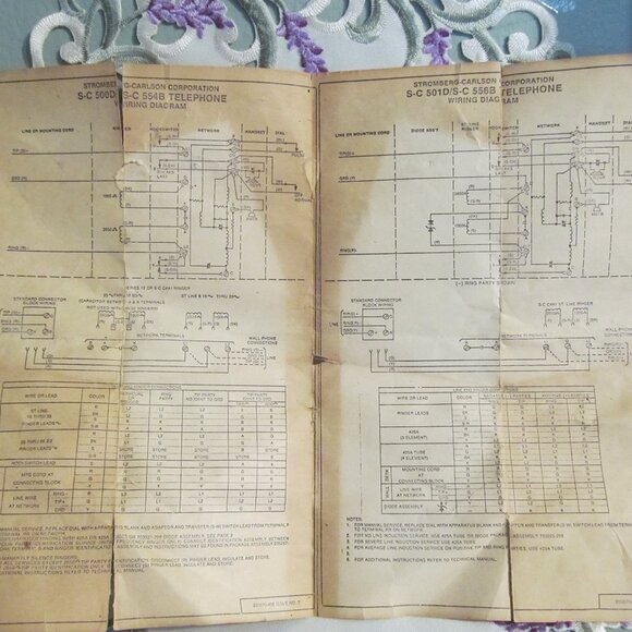 Vtg Stromberg-Carlson Telephone Wiring Diagrams S-C 500D / 554B and 501D / 556B - Picture 1 of 6